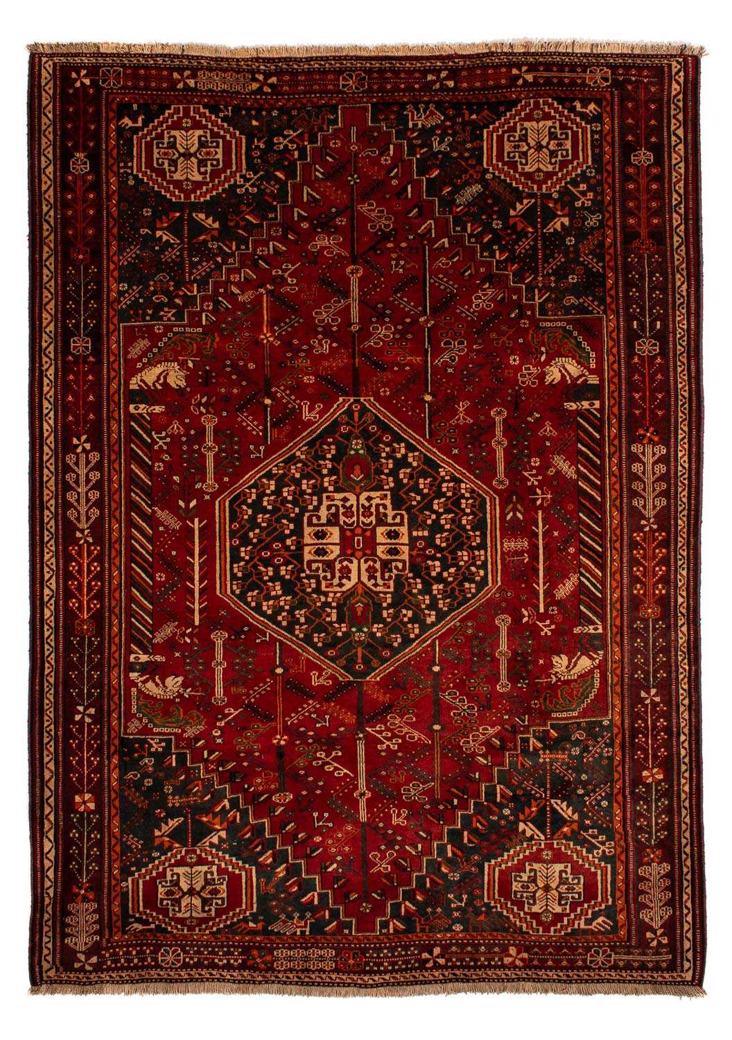 Perský koberec - Nomádský - 305 x 214 cm - tmavě červená