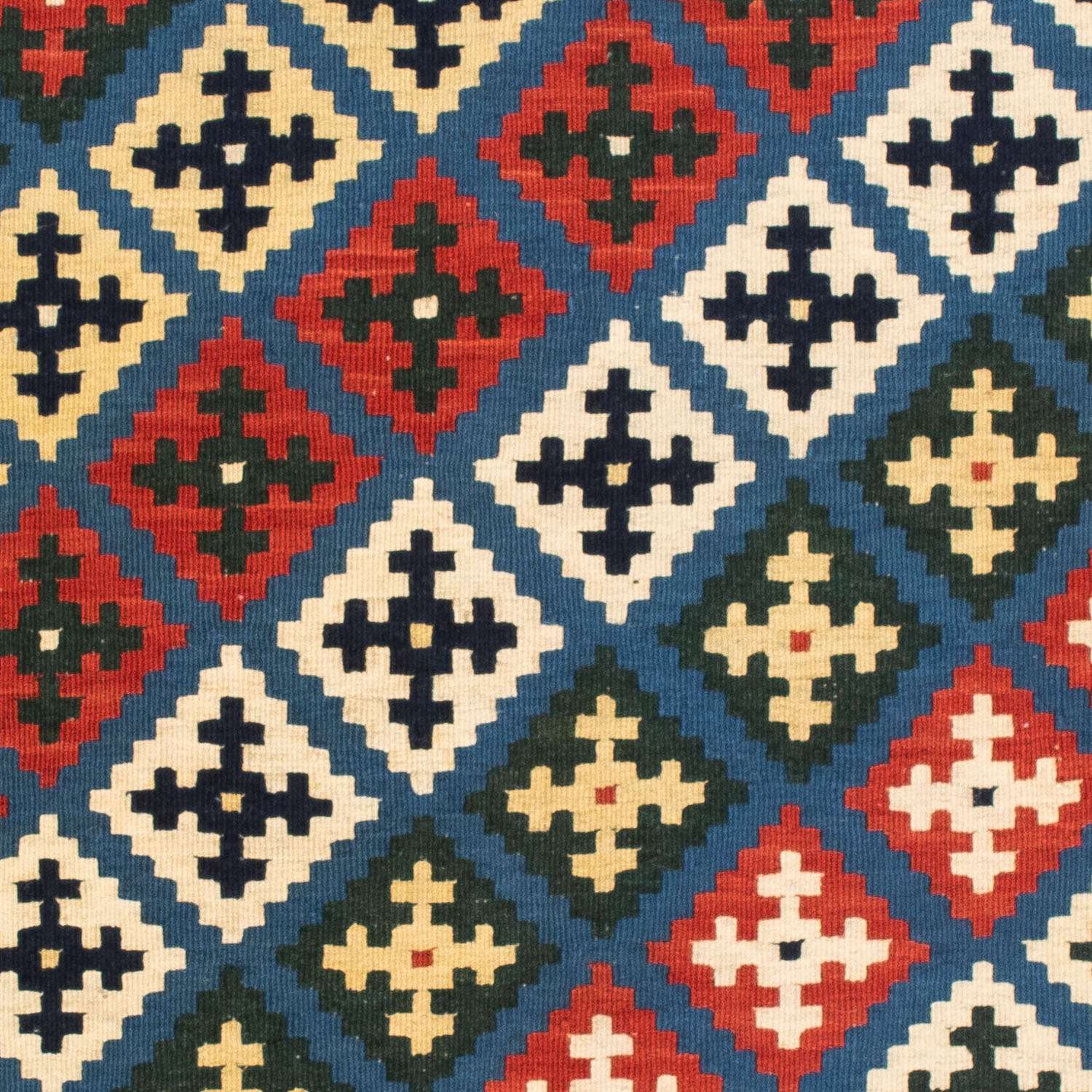 Kelim Carpet - orientalisk matta kvadrat  - 104 x 100 cm - mörkblå