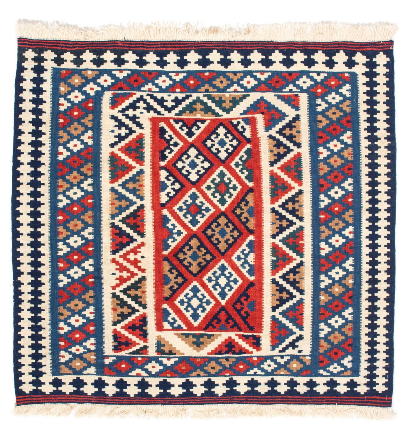 Tapis Kelim - Oriental carré  - 99 x 95 cm - bleu foncé