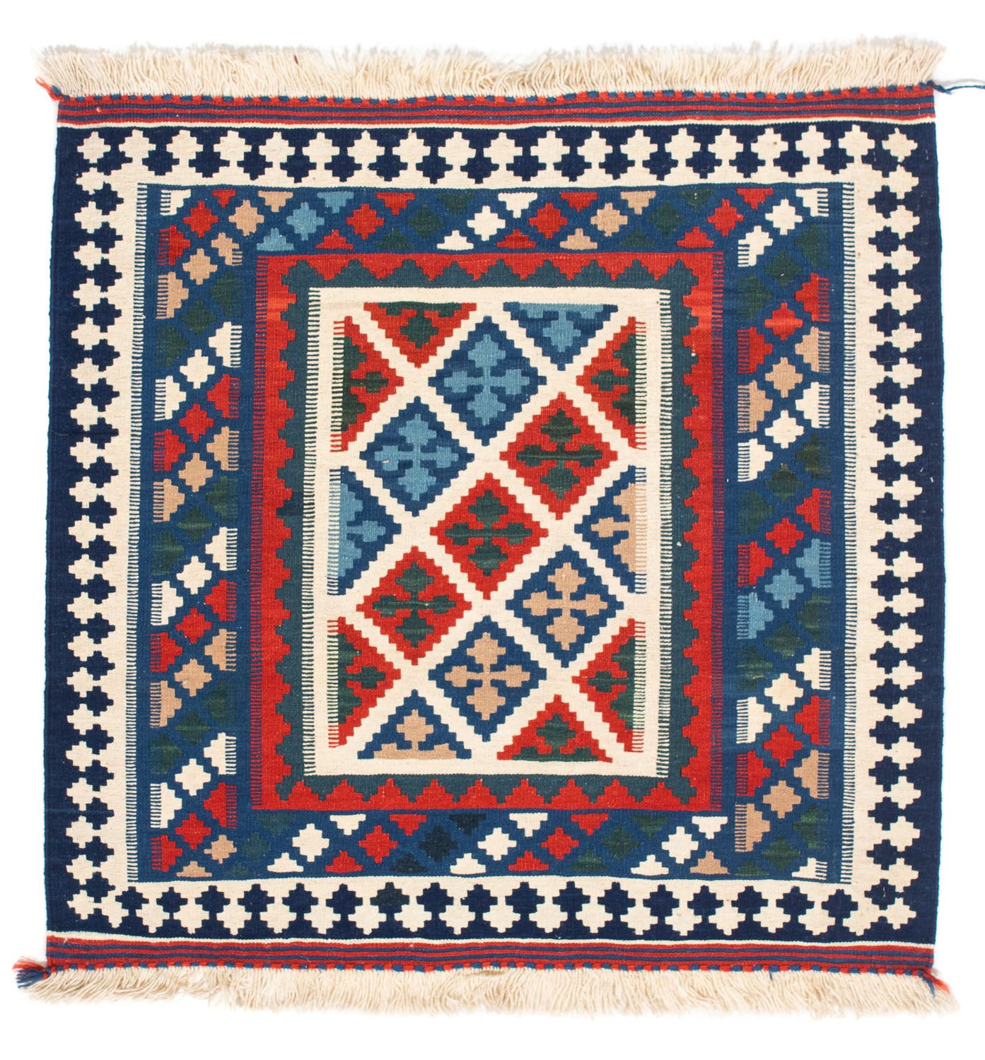 Tappeto Kelim - Orientale quadrato  - 103 x 100 cm - blu scuro