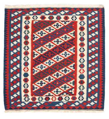 Kelim Rug - Oriental square  - 102 x 102 cm - dark red