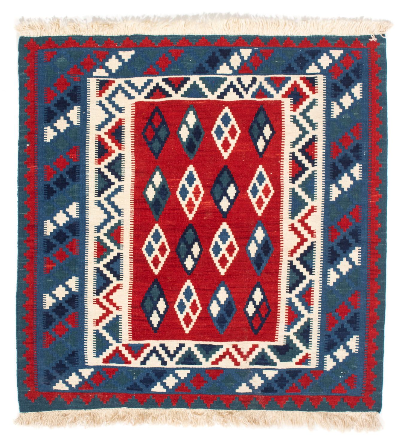 Kelim tapijt - Oosters vierkant  - 104 x 100 cm - donkerblauw