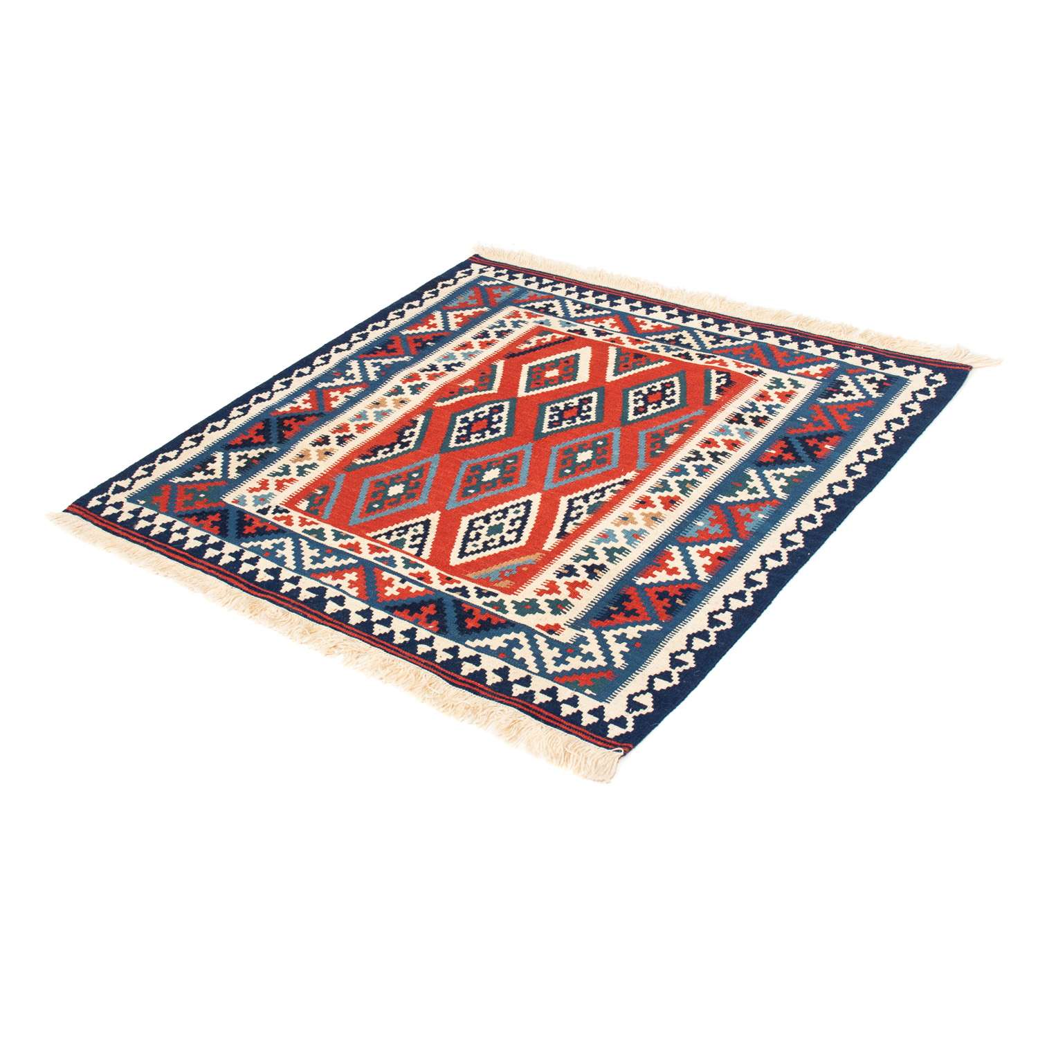 Kelim Carpet - orientalisk matta kvadrat  - 103 x 101 cm - flerfärgad