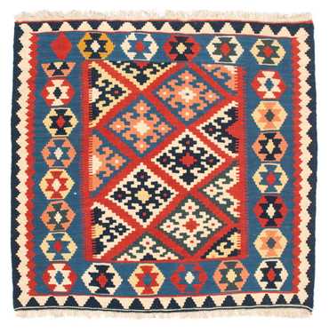 Kelim Rug - Oriental square  - 105 x 101 cm - dark red