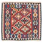 Kelimský koberec - Orientální čtvercový  - 105 x 101 cm - tmavě červená