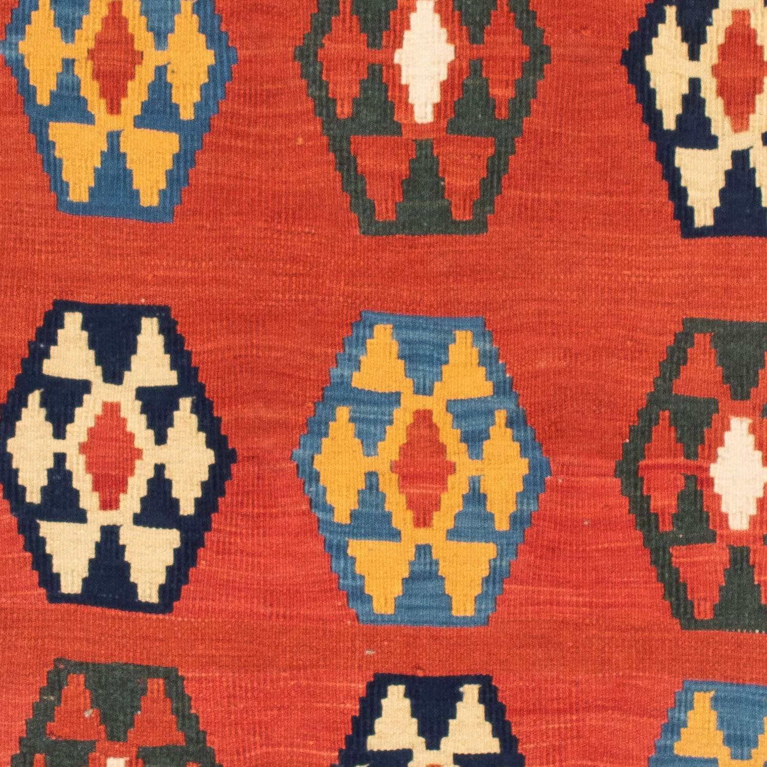 Tapis Kelim - Oriental carré  - 105 x 100 cm - rouge foncé