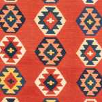 Kelim-tæppe - orientalsk firkantet  - 106 x 99 cm - mørkerød