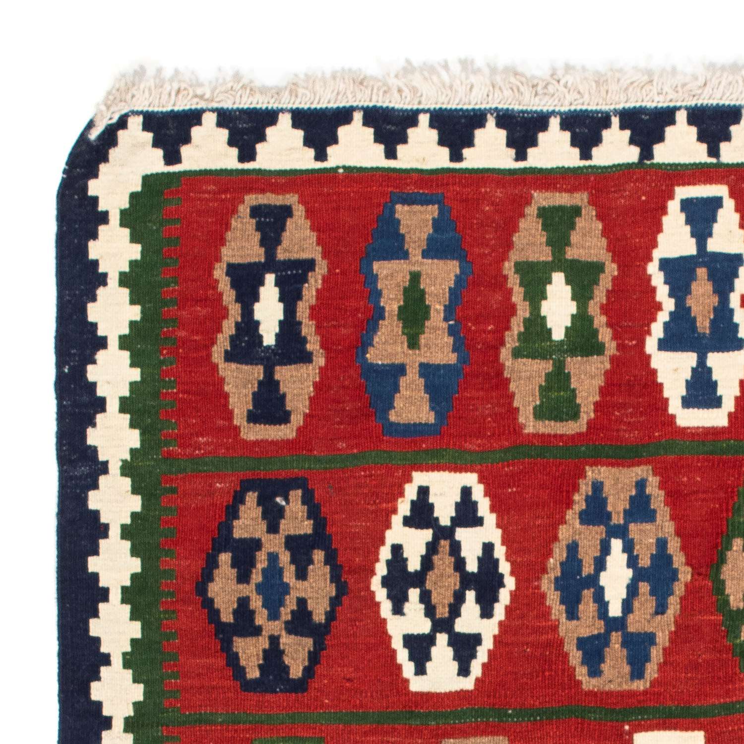 Kelim Carpet - orientalisk matta kvadrat  - 100 x 98 cm - mörkröd