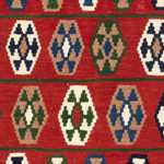Dywan Kelim - Orientalny kwadratowy  - 100 x 98 cm - ciemna czerwień