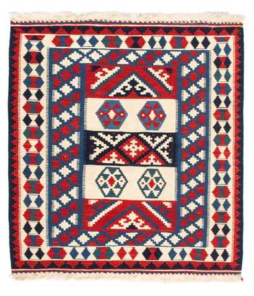 Kelim Teppich - Oriental 105 x 102 cm, Wolltepich,  Quadratischer Teppich, Teppichbrücke