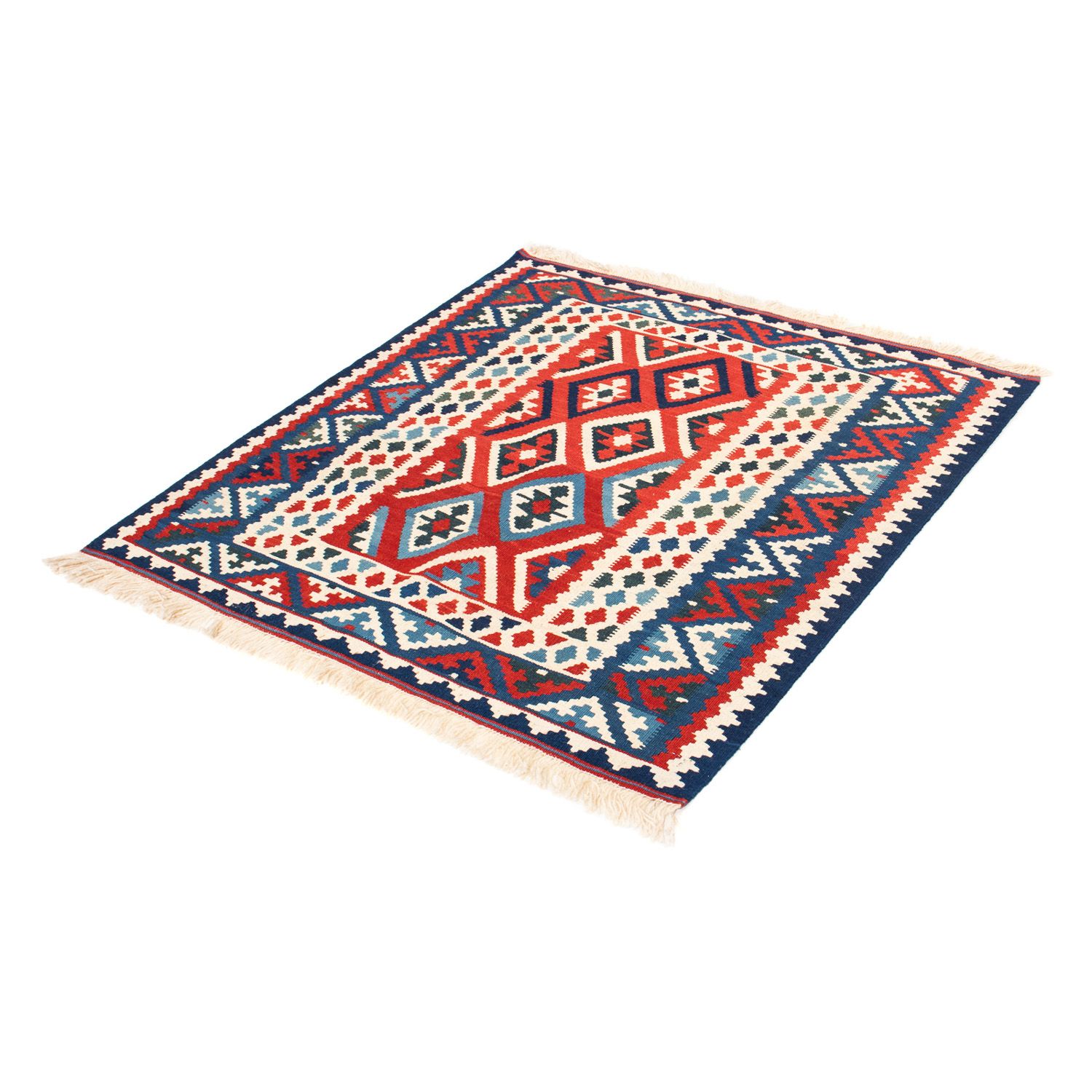 Kelim Rug - Oriental square  - 104 x 102 cm - dark red