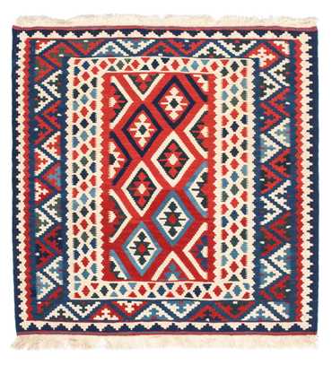 Kelim Rug - Oriental square  - 104 x 102 cm - dark red