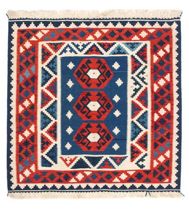 Tapis Kelim - Oriental carré  - 105 x 104 cm - bleu foncé