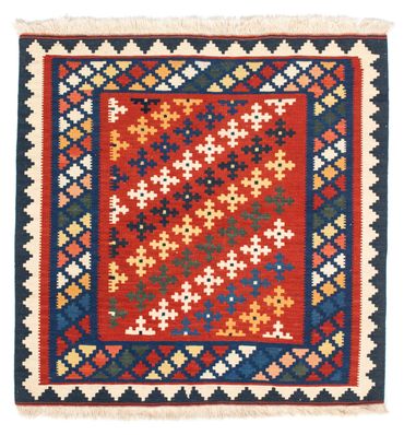 Tapis Kelim - Oriental carré  - 102 x 101 cm - rouge foncé