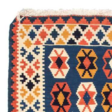 Kelim Carpet - orientalisk matta kvadrat  - 103 x 100 cm - mörkblå