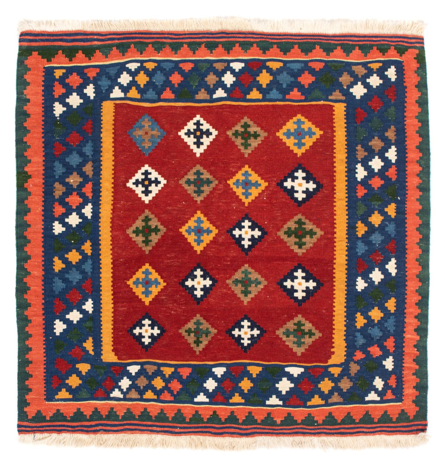 Alfombra Kelim - Oriental cuadrado  - 104 x 101 cm - rojo oscuro