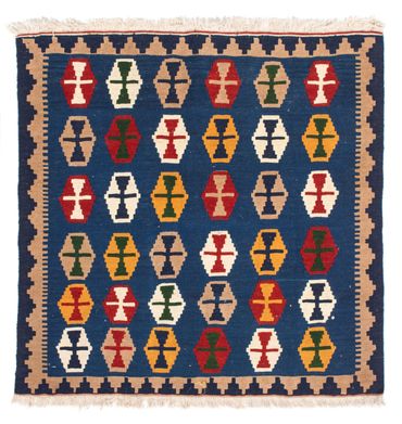 Kelim tapijt - Oosters vierkant  - 96 x 96 cm - donkerblauw