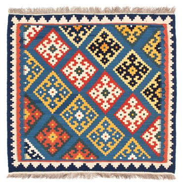 Kelim Rug - Oriental square  - 103 x 93 cm - light blue