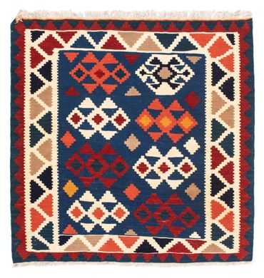 Tapis Kelim - Oriental carré  - 104 x 102 cm - bleu foncé