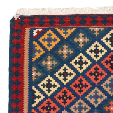 Kelim Carpet - orientalisk matta kvadrat  - 108 x 100 cm - mörkblå