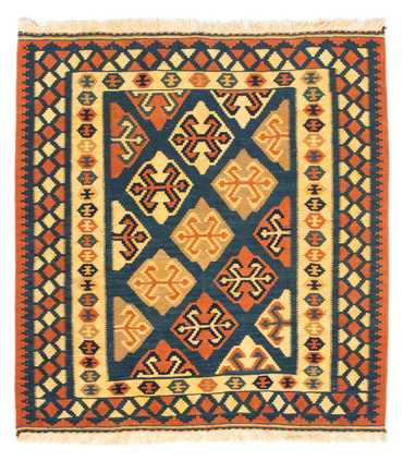 Kelim Teppich - Oriental 104 x 100 cm, Wolltepich,  Quadratischer Teppich, Teppichbrücke