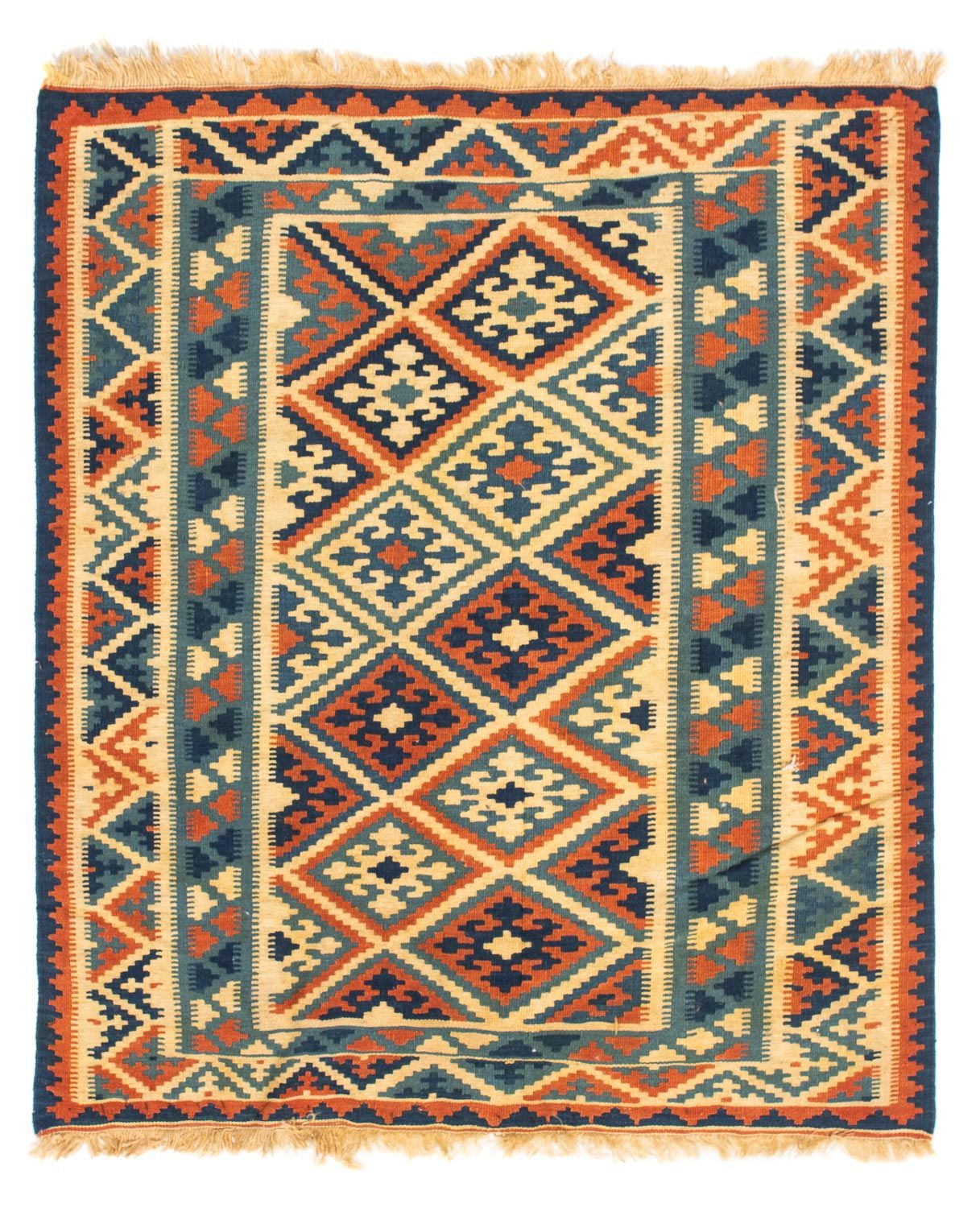 Kelim Carpet - orientalisk matta kvadrat  - 105 x 95 cm - flerfärgad