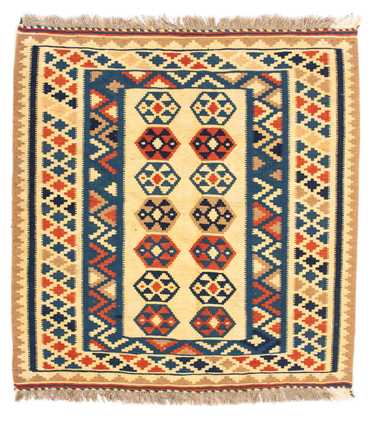 Kelim tapijt - Oosters vierkant  - 103 x 100 cm - beige