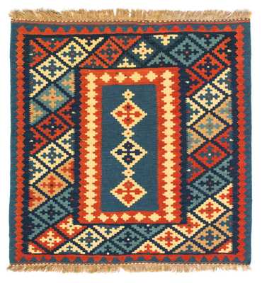 Kelim Rug - Oriental square  - 100 x 100 cm - dark blue