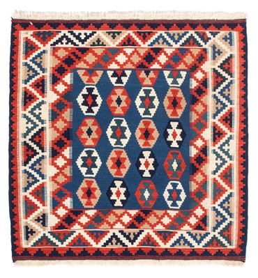 Kelim tapijt - Oosters vierkant  - 103 x 102 cm - donkerblauw