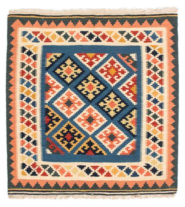 Kelim Teppich - Oriental 106 x 102 cm, Schurwollteppich,  Quadratischer Teppich, Teppichbrücke