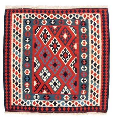 Kelim Rug - Oriental square  - 104 x 103 cm - dark red