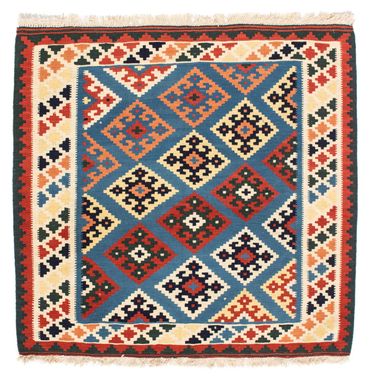 Kelim Teppich - Oriental 104 x 100 cm, Schurwollteppich,  Quadratischer Teppich, Teppichbrücke