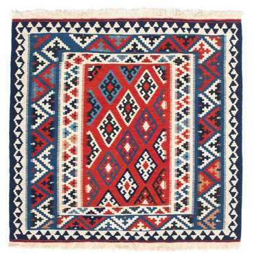 Tapis Kelim - Oriental carré  - 103 x 95 cm - rouge foncé