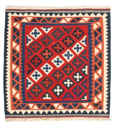 Tapis Kelim - Oriental carré  - 104 x 102 cm - rouge foncé