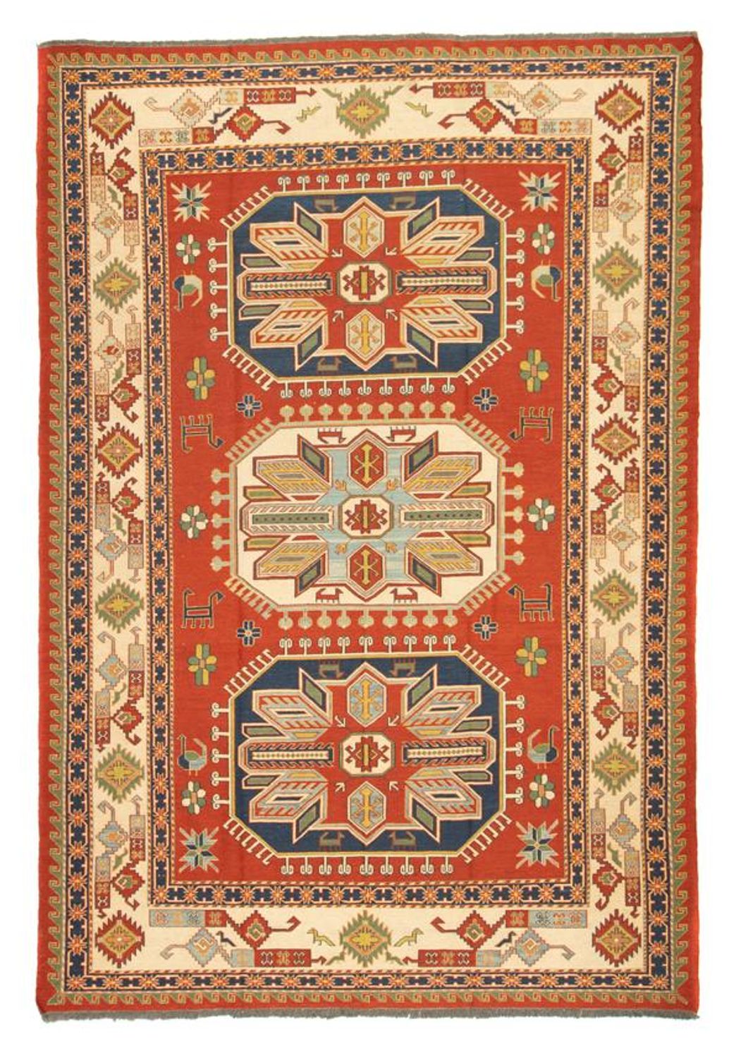 Kelim Carpet - orientalisk matta - 254 x 194 cm - mörkröd