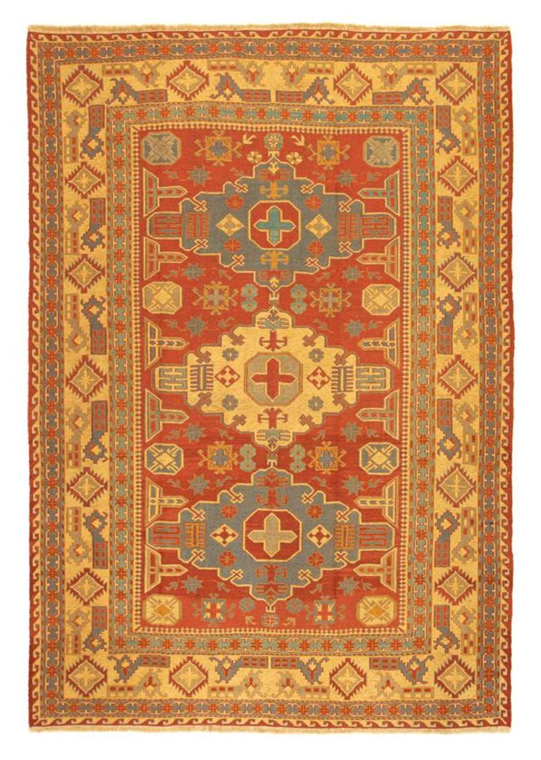 Kelim Carpet - orientalisk matta - 248 x 206 cm - mörkröd