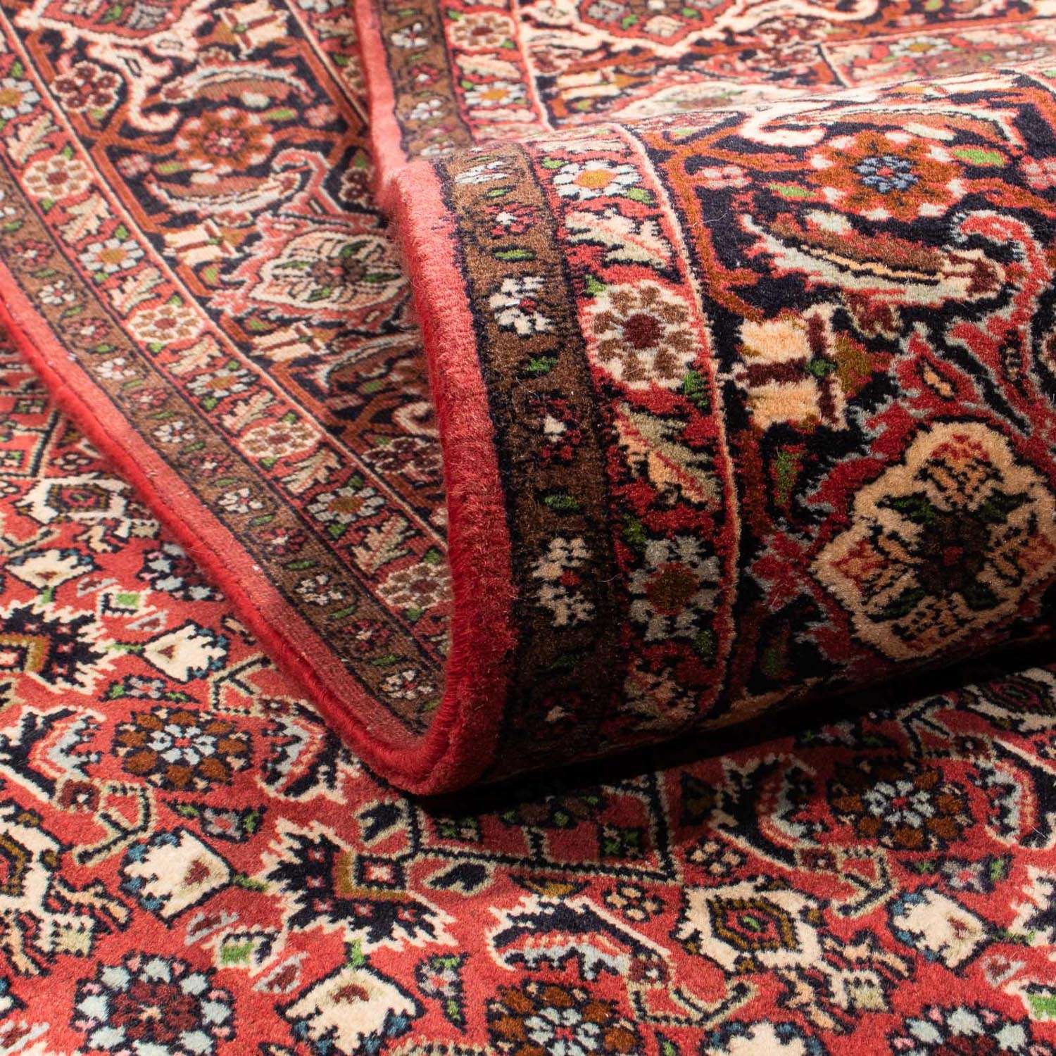 Persisk tæppe - Bijar - 297 x 202 cm - mørkerød
