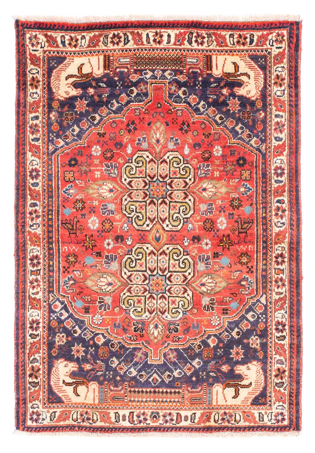 Alfombra persa - Nómada - 155 x 112 cm - rojo claro