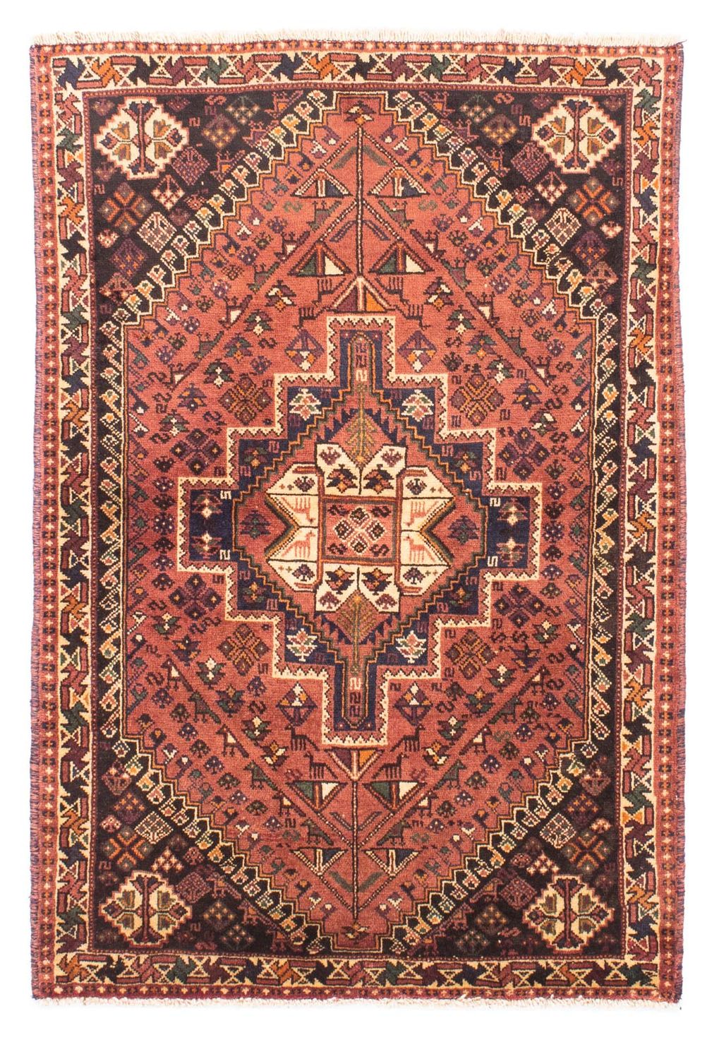 Tapis persan - Nomadic - 161 x 108 cm - rouge clair