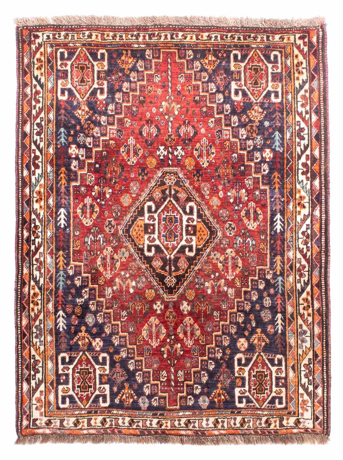 Alfombra persa - Nómada - 160 x 119 cm - rojo oscuro