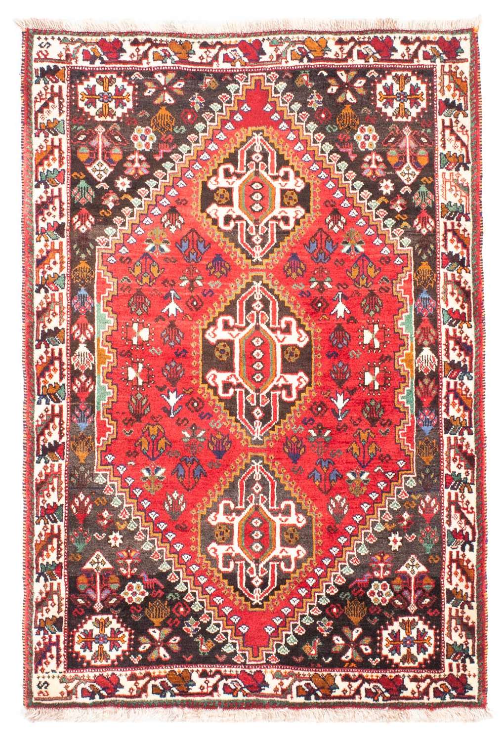 Alfombra persa - Nómada - 162 x 114 cm - rojo oscuro