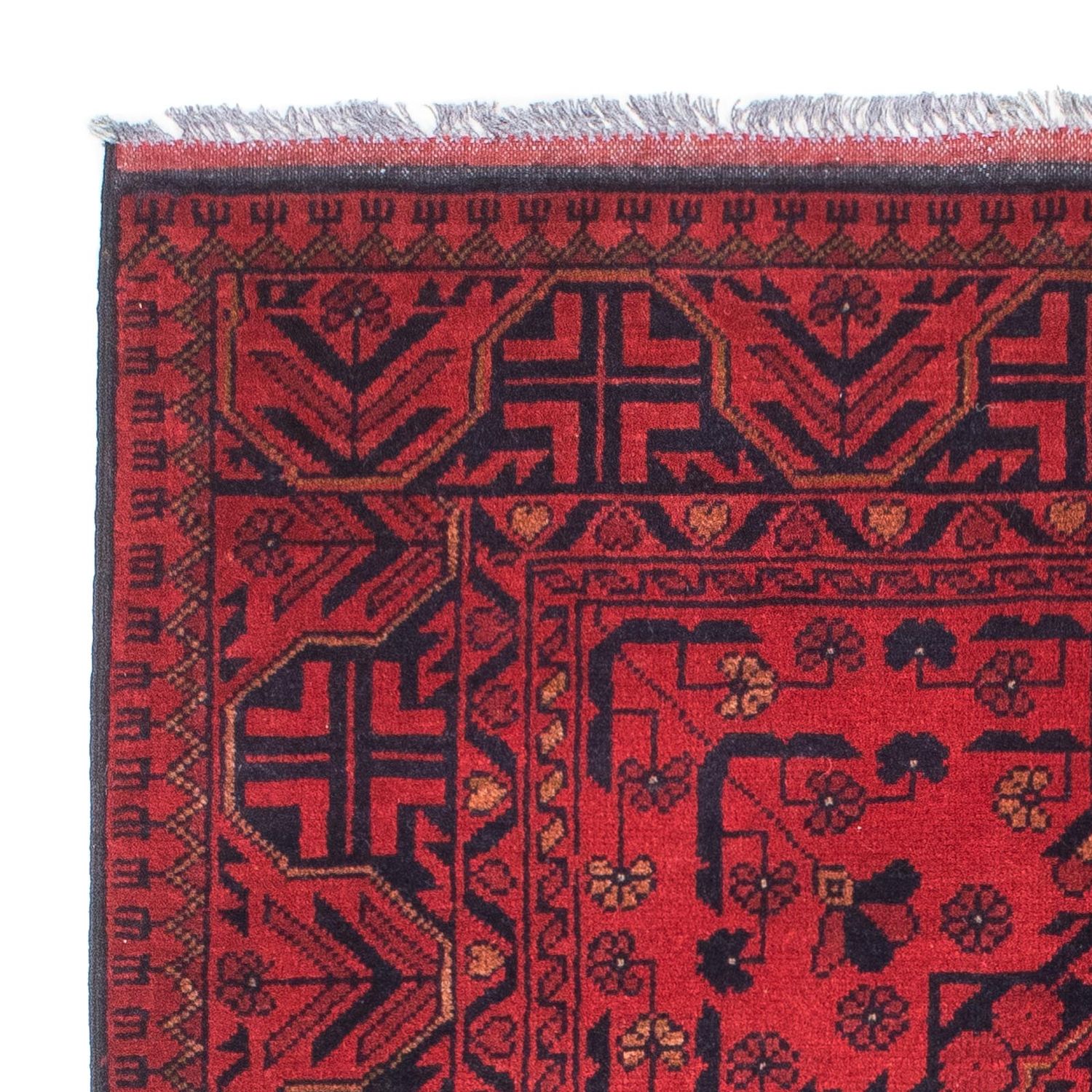 Tapis afghan - Kunduz - 144 x 98 cm - rouge foncé