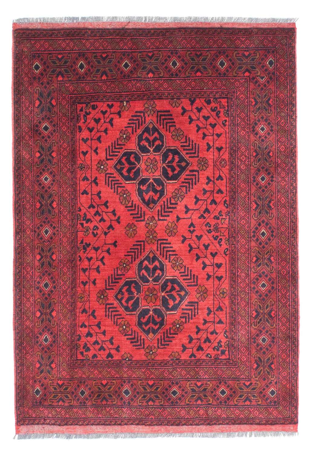 Afghansk matta - Kunduz - 146 x 104 cm - mörkröd