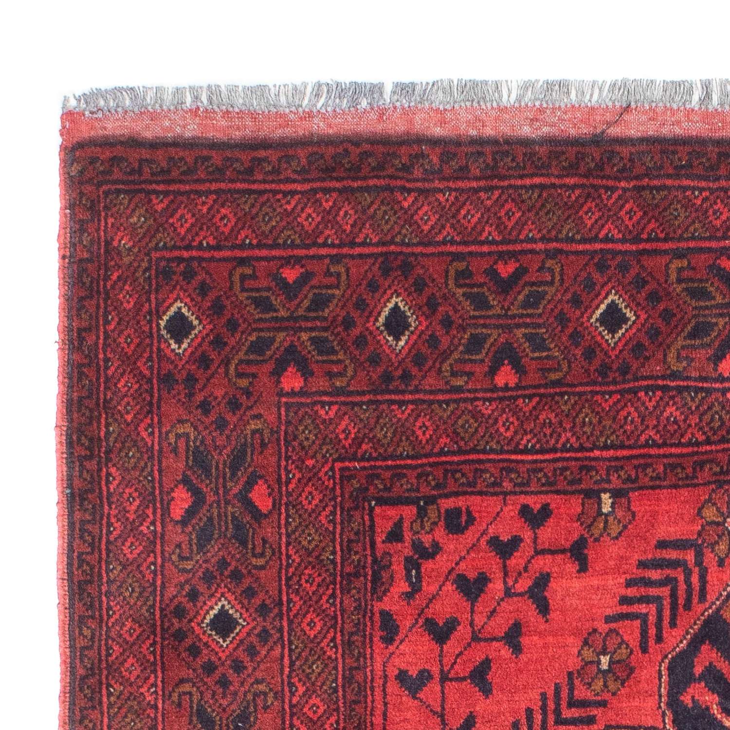 Afghansk tæppe - Kunduz - 146 x 104 cm - mørkerød