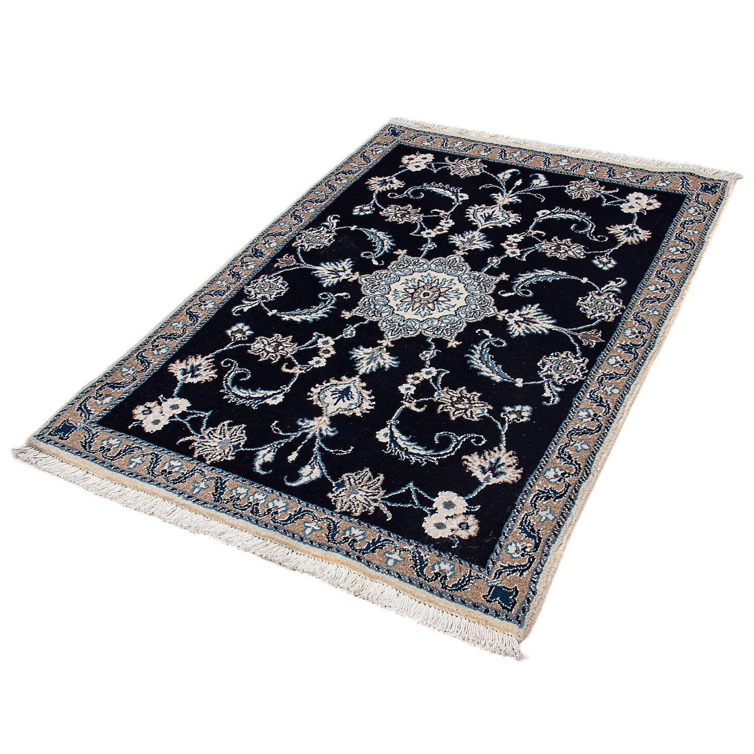 Alfombra persa - Nain - 144 x 97 cm - azul oscuro