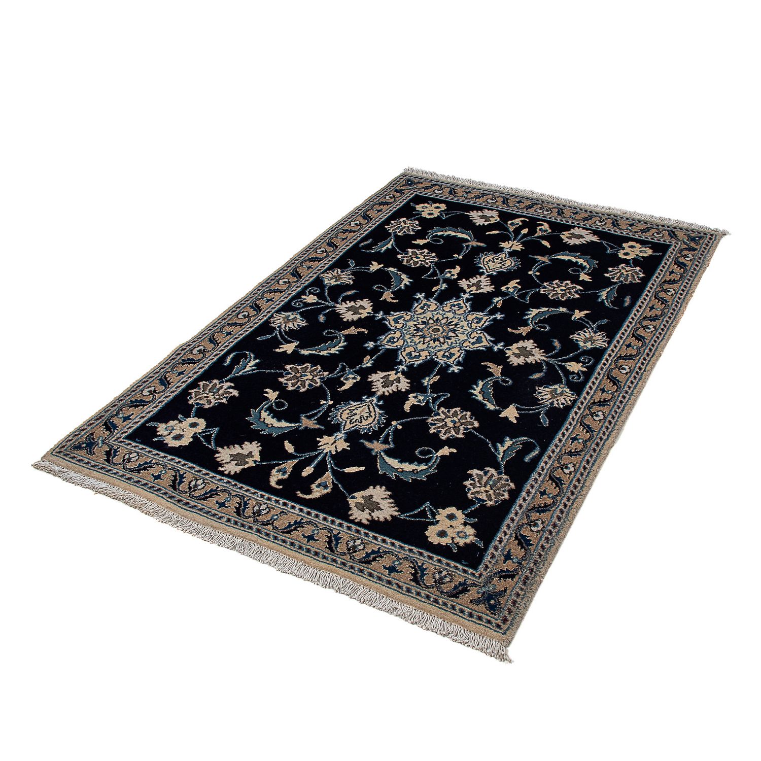 Alfombra Persa - Nain - Real - 147 x 96 cm - azul oscuro