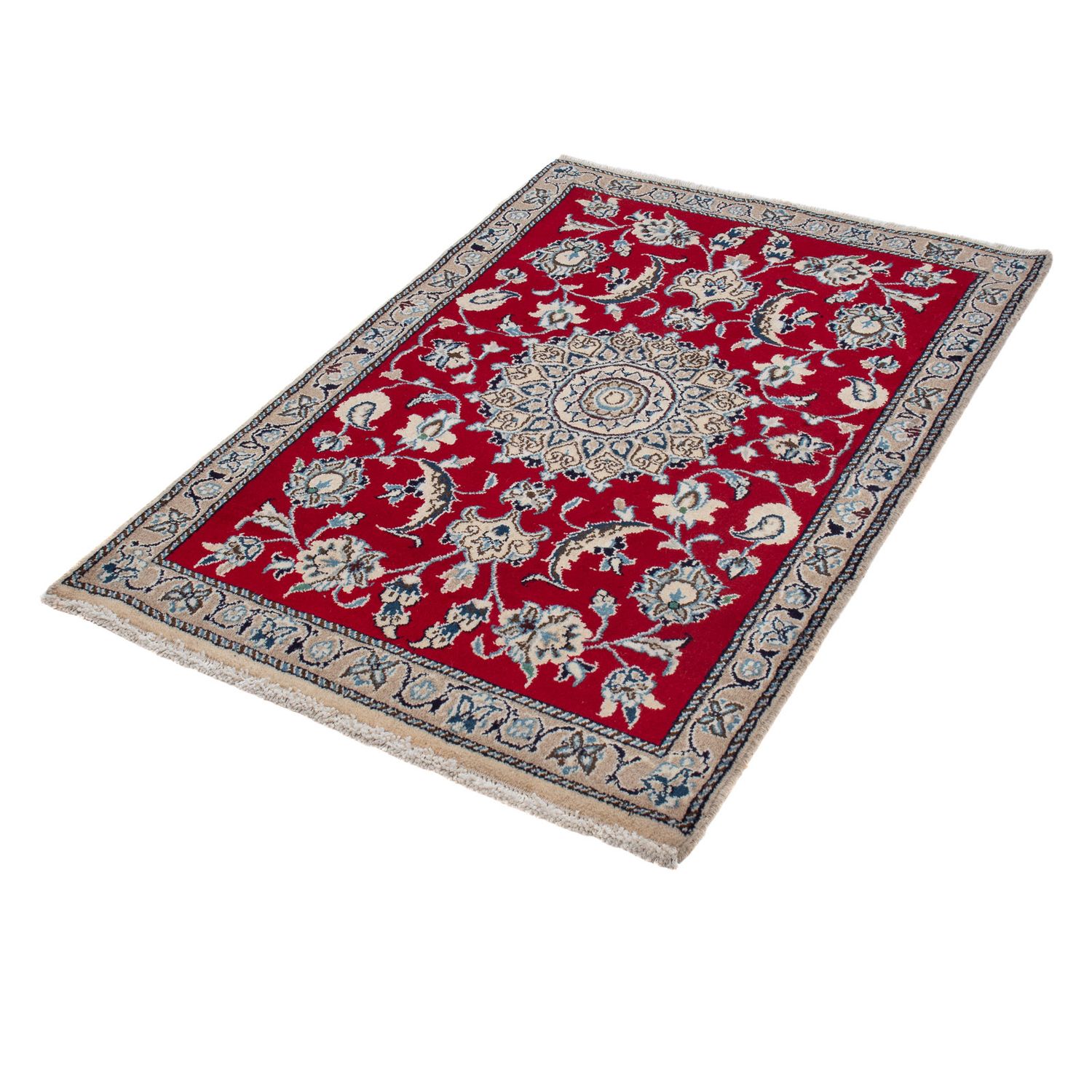 Tapis persan - Nain - 134 x 90 cm - rouge foncé