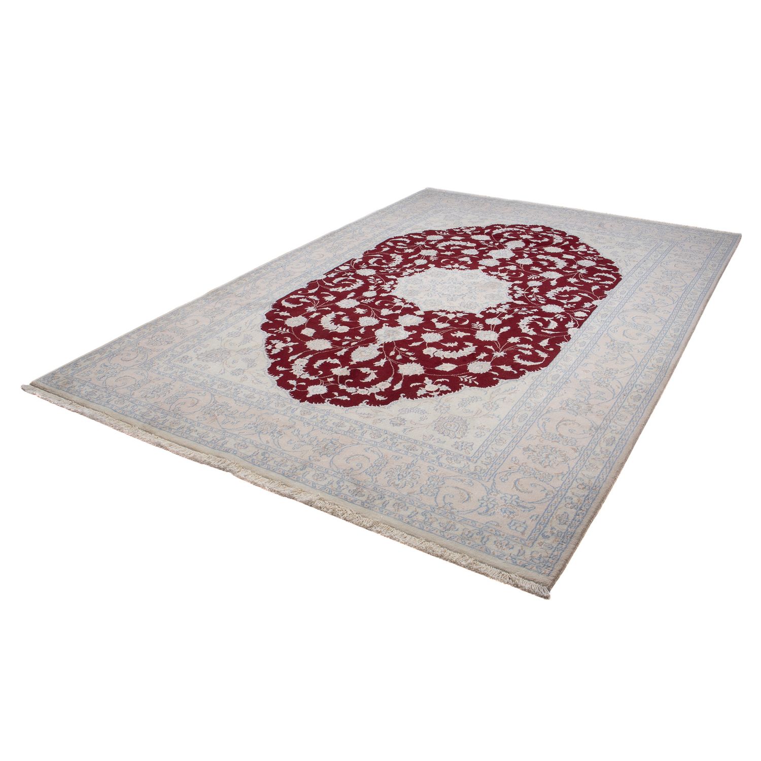 Tapis persan - Nain - 294 x 203 cm - rouge foncé