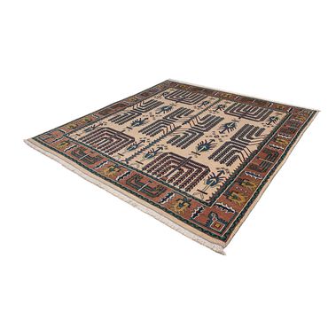 Tapis Gabbeh - Loribaft Persan carré  - 198 x 195 cm - beige