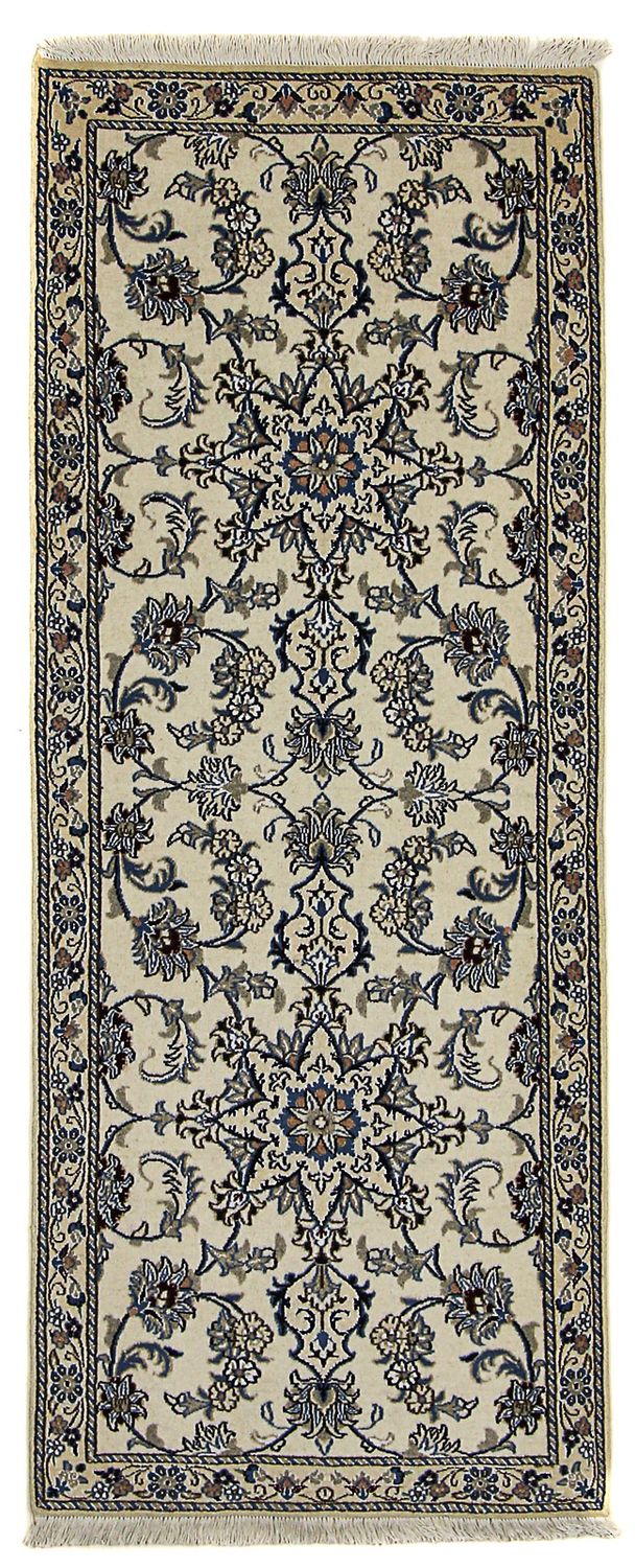 Tapis de couloir Tapis persan - Nain - Royal - 198 x 80 cm - beige